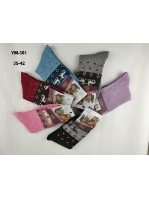 [YM-301] Chaussettes polaire à motif rênes et points