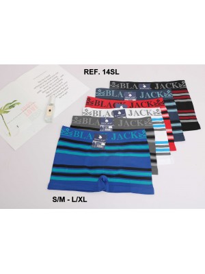 [14SL] Boxers nylon BLACKJACK bandes avec couronnes