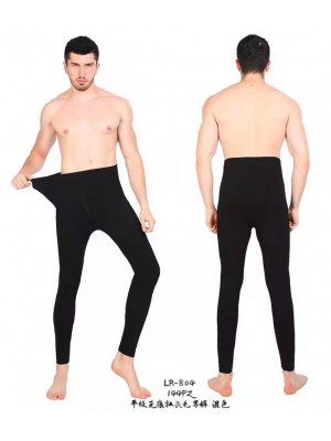 [LR-804] Leggings polaire homme en coton molletonné en NOIR