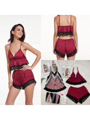 [60106] Ensembles nuisette & short avec dentelle