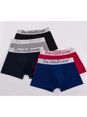 [144-1] Boxers homme coton unis avec écriture « David&Boxer » sur la ceinture