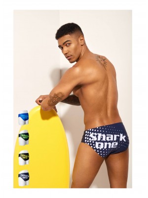 [17007] Slips de bain homme avec écriture "SHARK ONE" à l'arrière