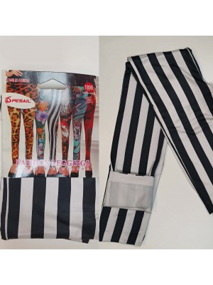 [14011] Leggings 1800 DEN avec rayures blanches et noires