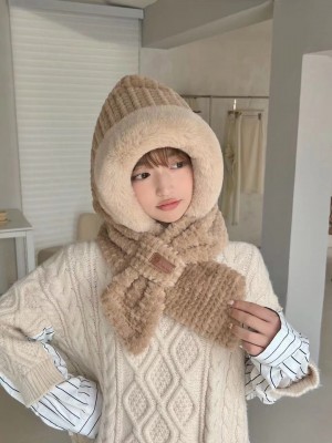 [AA-3 BEIGE] Bonnets avec fausse fourrure unisexe en beige