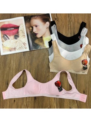 [A356-BLANC] Brassières femme en coton avec agrafes à l'arrière (BLANC)