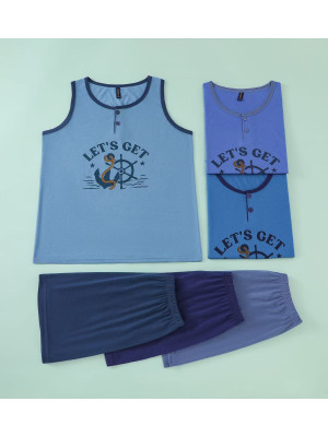 [D6136] Ensemble 2 pièces en coton : débardeur + short homme