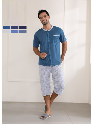 [D6136] Ensemble 2 pièces en coton : t-shirt manches courtes + short homme (mix 3 couleurs)