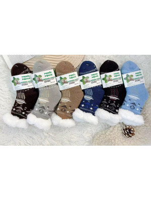 [YX302] CHAUSSETTES PILOU PILOU ENFANTS ÉPAISSES, THERMIQUES & ANTIDÉRAPANTES