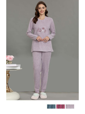 [F5483] Ensemble pyjama polaire avec pantalon femme en coton