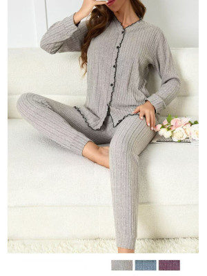 [F5751] Ensemble pyjama polaire avec pantalon femme en coton