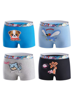 [099] Boxers garçon en coton à imprimé animaux