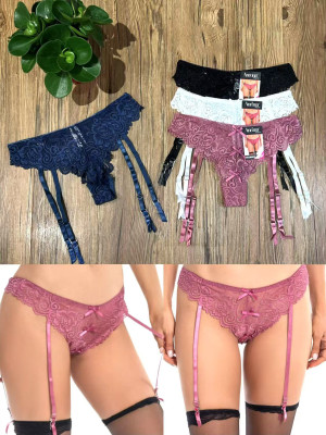 [80197] Tangas femme en polyamide avec porte-jaretelles amovibles