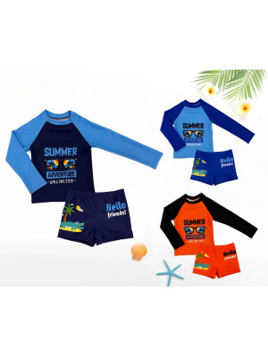 [12365] Ensembles t-shirt manche longue + maillot de bain garçon